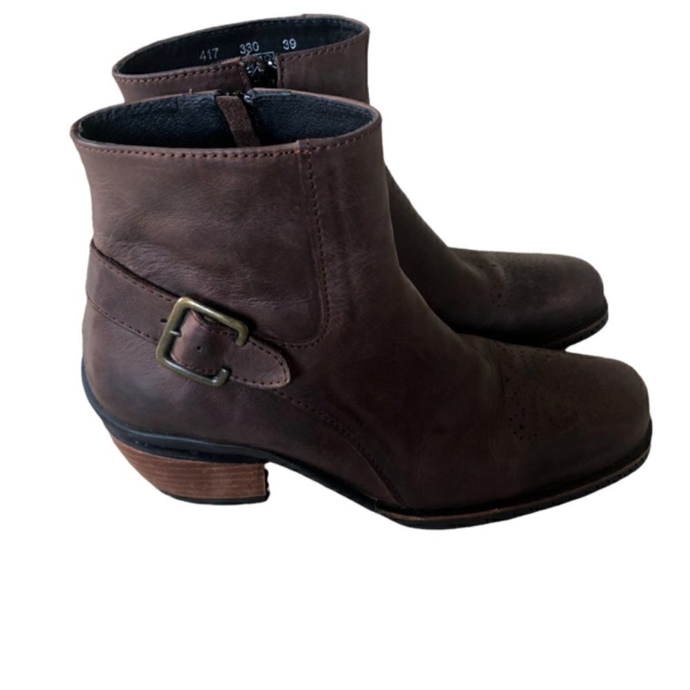 Wolky Brown Leather Boots With Side Buckle 39